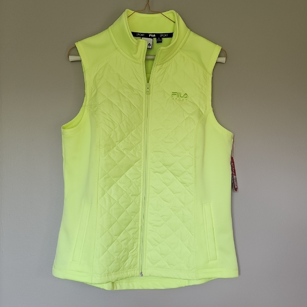NEW Fila Women's Neon Yellow Quilted Vest / Size Medium - Picture 2 of 7